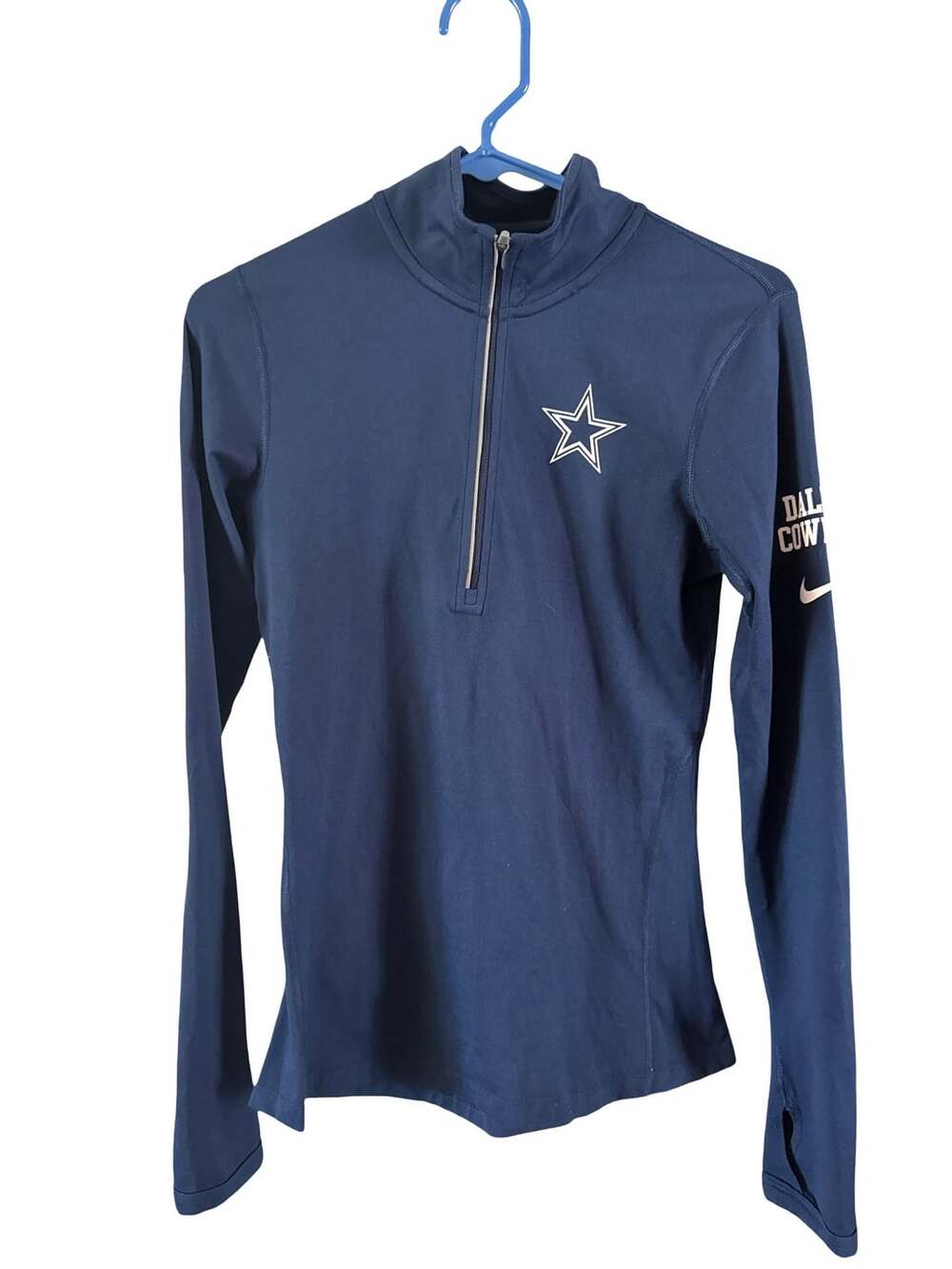 Nike Dallas Cowboys Quarter Zip Size XS Blue Dri-FIT Pullover